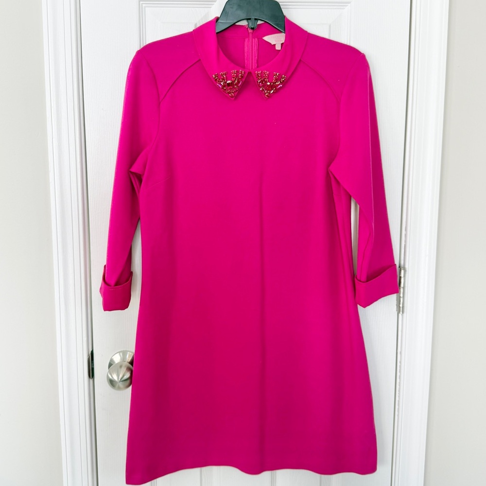 TED BAKER Sew In Love Eeelah Mini Dress in Raspberry Embellished Collar